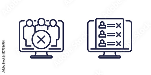 blocked users line icons on white