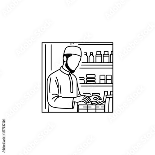 Person wearing protective gear working with a tablet in a lab environment