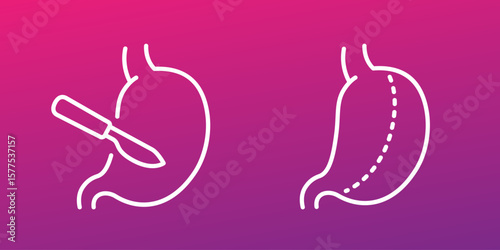 gastric surgery, gastrectomy icons in line design