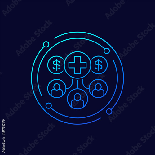 Healthcare costs icon, linear design