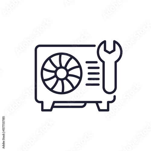 heat pump installation icon, line design on white