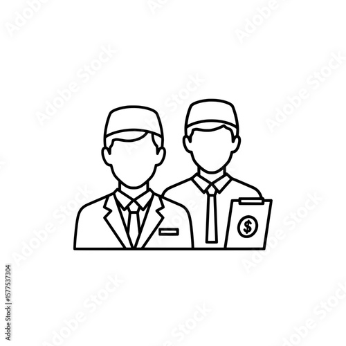 Businessmen with briefcase and documents outline style