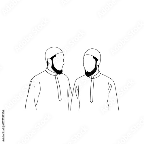 Pair of men wearing headsets with microphones for customer support