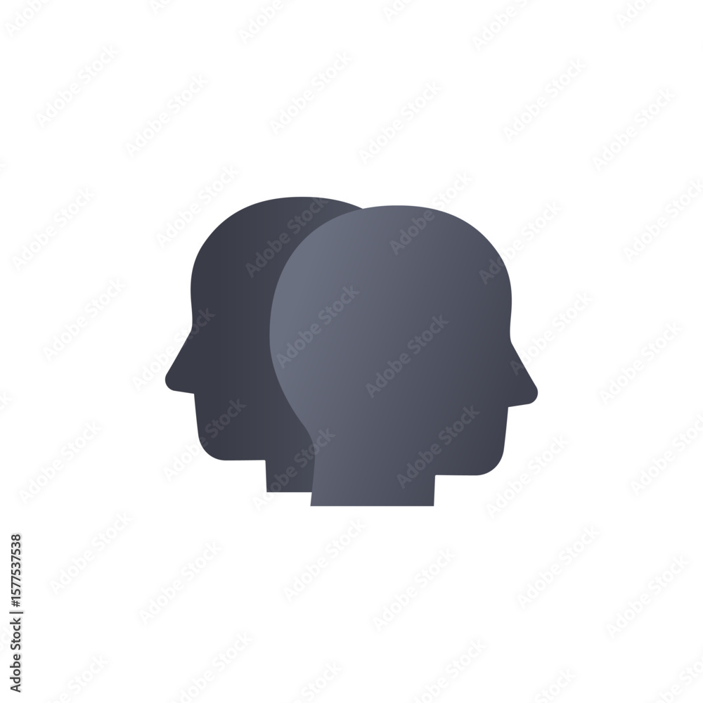 two faces icon with heads on white two faces icon with heads on white