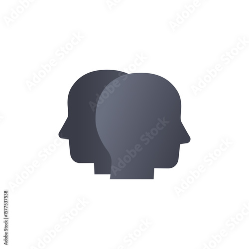 two faces icon with heads on white