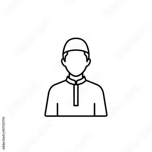 Line art portrait of a male wearing a traditional attire