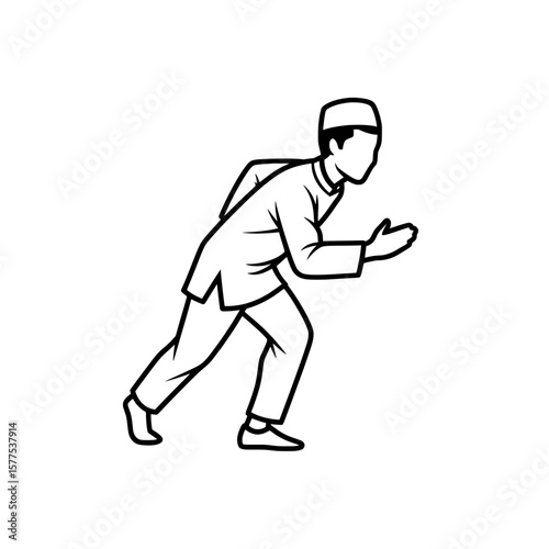Person in traditional clothing running forward