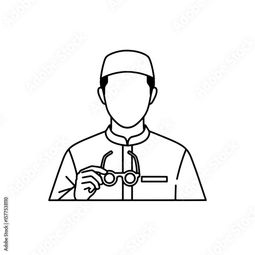 Medical professional holding glasses in uniform