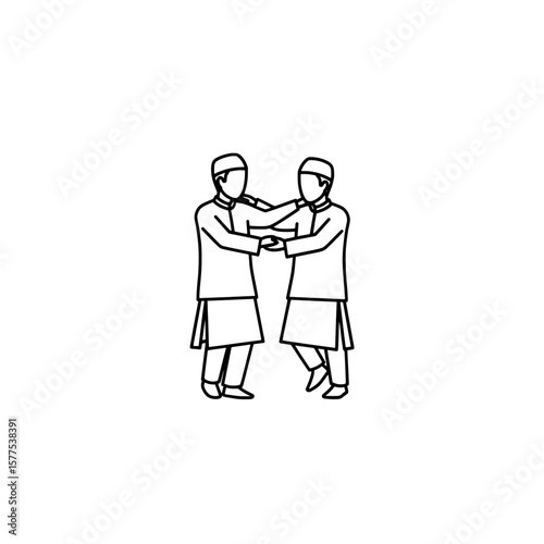 Two medical professionals exchanging handshake and documents