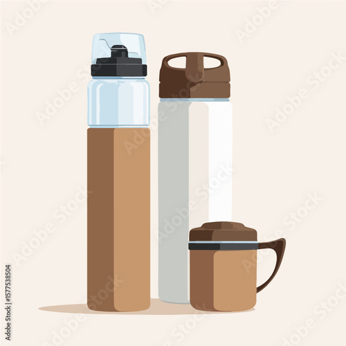 Travel Mug and Drinking Bottle in One Set