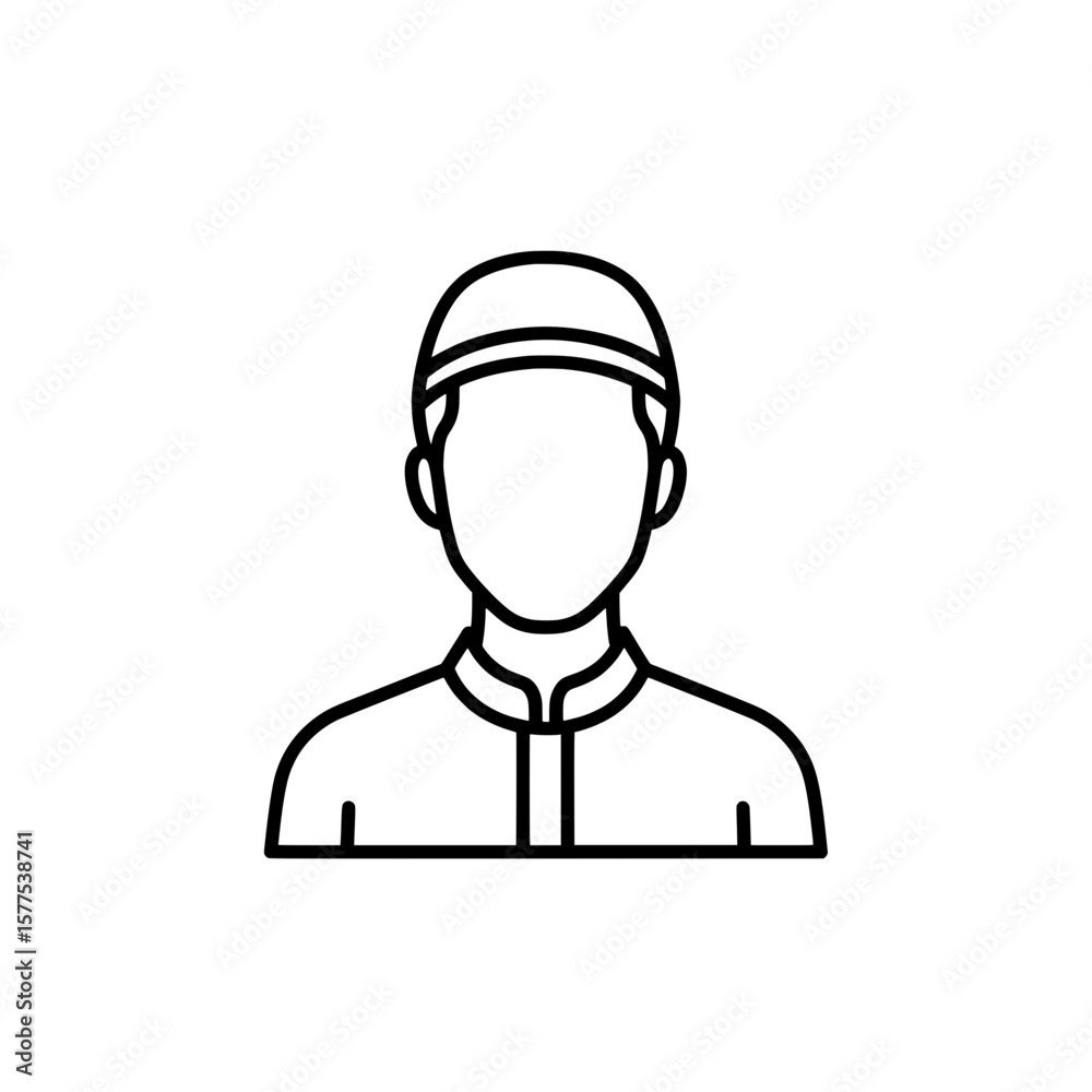 Fototapeta premium Male worker with cap and uniform outline drawing