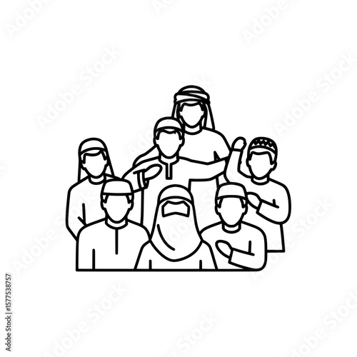 Group of diverse people with cultural clothing and accessories