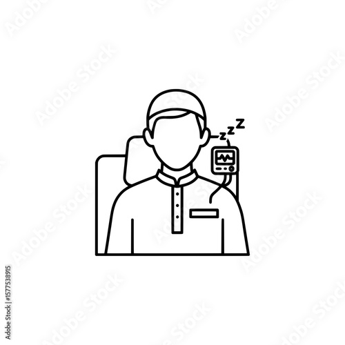 Medical patient lying in hospital bed with monitor and oxygen mask