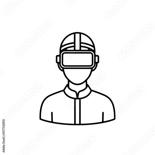 Futuristic person wearing virtual reality headset and headset