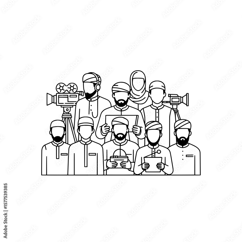 Obraz premium group of people working in a media production studio