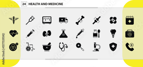 Collection of Medical and Health Related Icons and Symbols