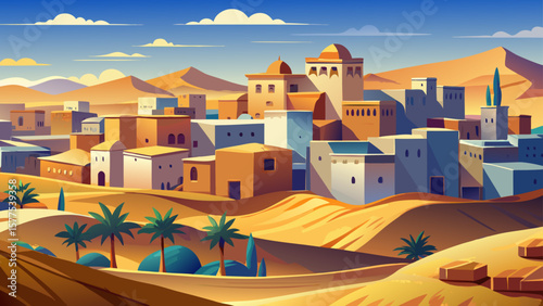 Nouakchott, Mauritania – Sand dunes meet modest buildings under the vast Sahara sky. Camels and city life intertwine in a desert landscape with unique atmosphere.