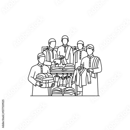 People shopping for clothes at a store display