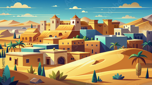 Nouakchott, Mauritania – Sand dunes meet modest buildings under the vast Sahara sky. Camels and city life intertwine in a desert landscape with unique atmosphere.