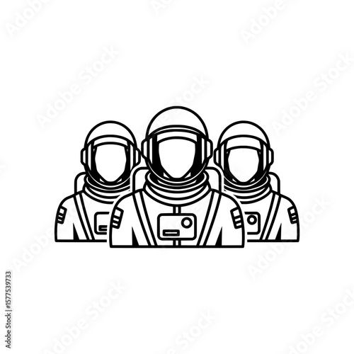 group of astronauts in space suits with helmets