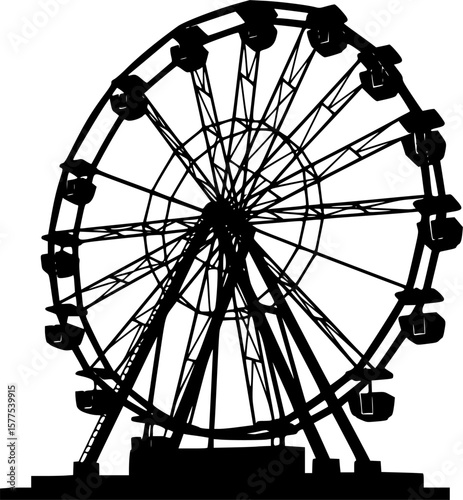 Ferris wheel line art silhouette vector illustration
