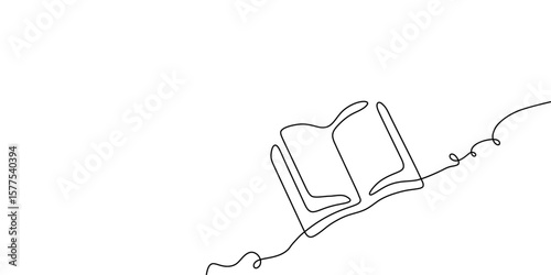 Book line art read open education illustration school one continuous icon. Line sketch book library background hand bible doodle drawn stack outline old shelf paper vector research pen study write.