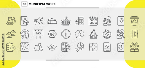 Collection of Representative Icons for Municipal Operations and Services