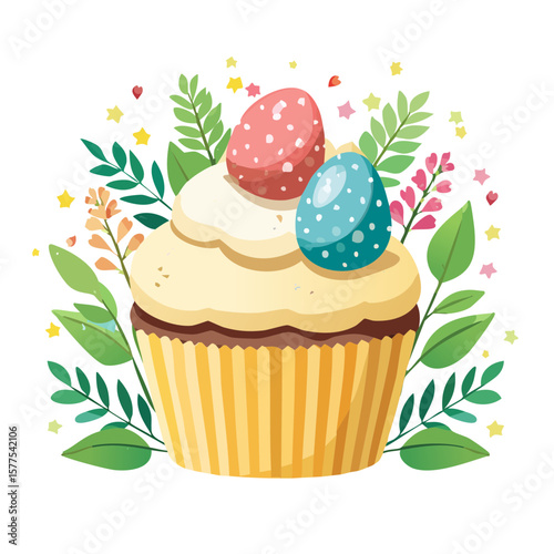 Easter Cupcake Isolated on ...