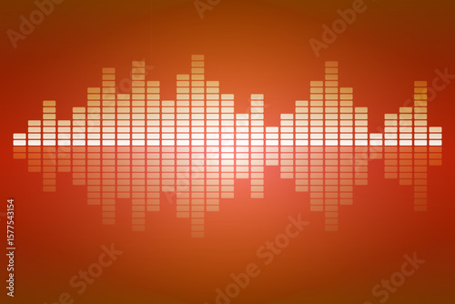 Audio equalizer on orange background. Sound wave pattern vector Illustration.