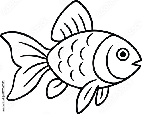 Goldfish vector black silhouette print design