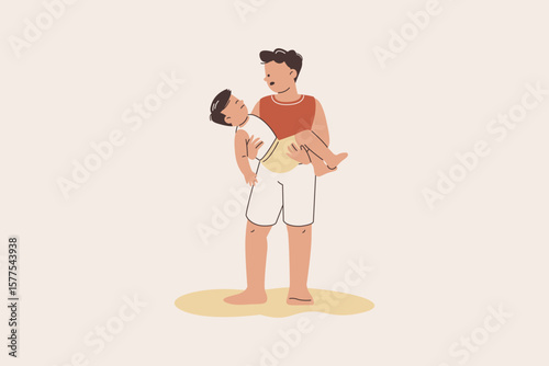 Illustration of Man Lifeguard Lifesaver