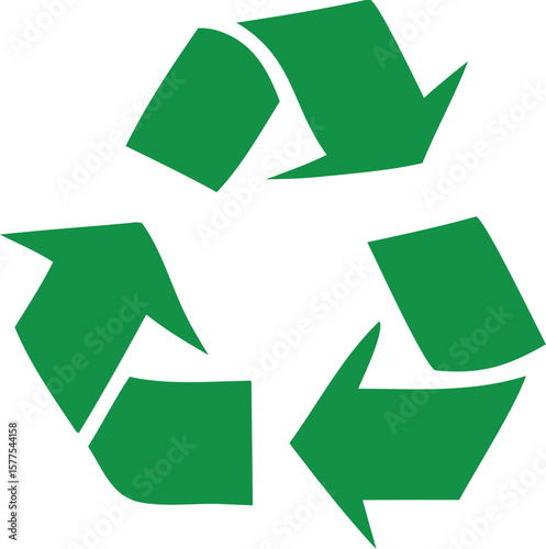 Iconic green recycling symbol composed of three chasing arrows representing sustainability and environmental conservation efforts