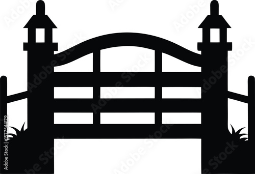 Cemetery gate silhouette old fence