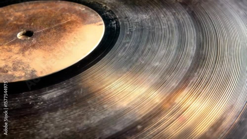 Close-up of a vintage vinyl record