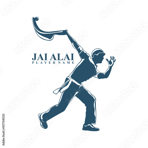 Jai Alai logo design vector. Silhouette Jai Alai Template Illustration.