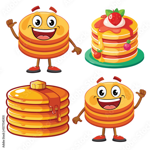 cartoon pancakes vector illustration