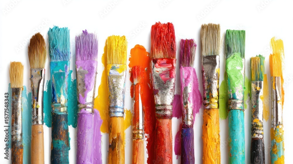 Fototapeta premium Colorful paintbrushes with vibrant streaks