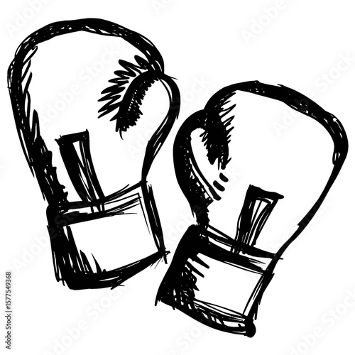 Vintage boxing gloves sketch on white background  