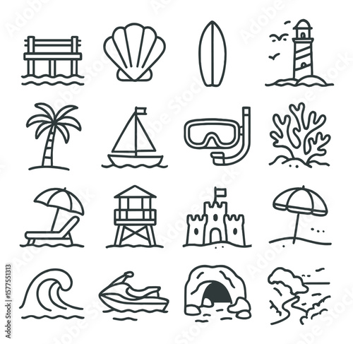 Team sports icons collection, athletic symbols set. game and competition elements