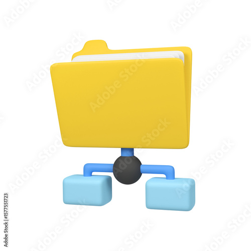 Folder and files sharing isolated 3d render icon illustration