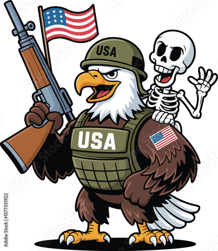 Funny cartoon hunter character drawing with a rifle, perfect for a sport or halloween vector illustration