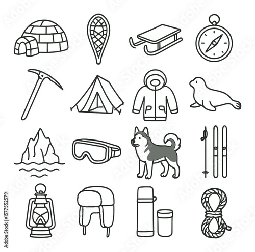 Romantic nature icons collection, simple love symbols. outdoor and camping design set