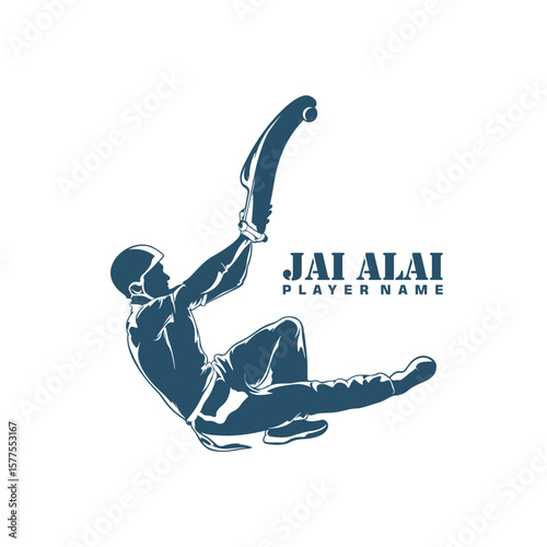 Jai Alai logo design vector. Silhouette Jai Alai Template Illustration.