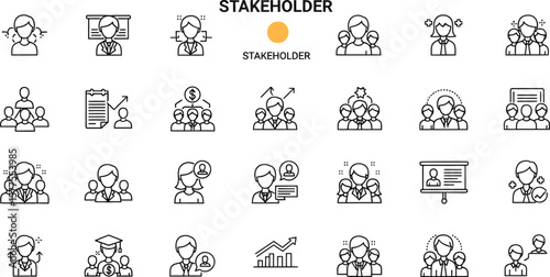A collection of stakeholder icons representing different business concepts