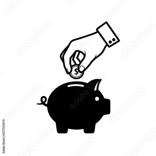 hand dropping coin into piggy bank for savings