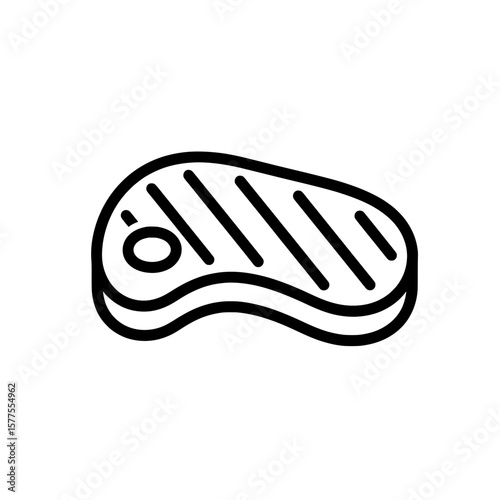 Line art steak icon for culinary branding and food menus