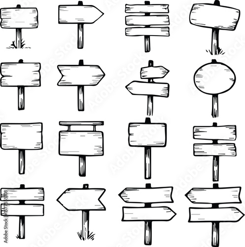 Wooden Sign Post and Blank Board Vector Bundle – EPS Rustic Signs for Laser Engraving, Cricut Crafts, and DIY Designs