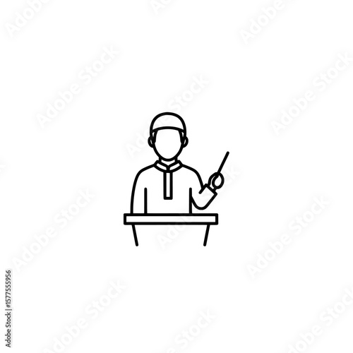 Person holding a microphone with podium on stage