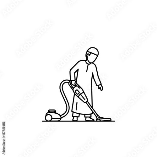 Person vacuuming floor cleaning household activity