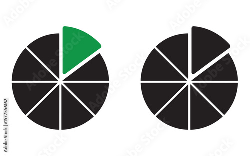 Visual Representation of Fraction or Percentage A Pie Chart Divided Into Segments Illustrating Data Distribution and Proportional Relationships